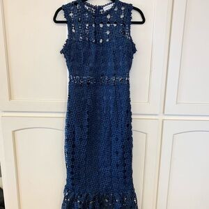Petal & Pup Blue Lace Midi Dress